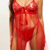 Fiery Red lace teddy with g-string - Image 4